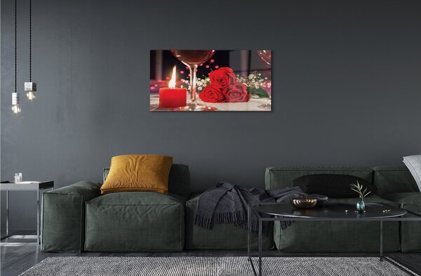 Quadro di vetro Candela in vetro roses 100x50 cm 2 appendini