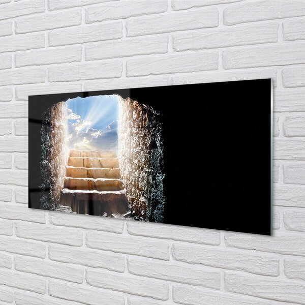 Quadro di vetro Sole della scala 100x50 cm 2 appendini