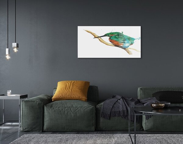 Quadro su vetro Pappagallo dipinto colorato 100x50 cm 2 appendini