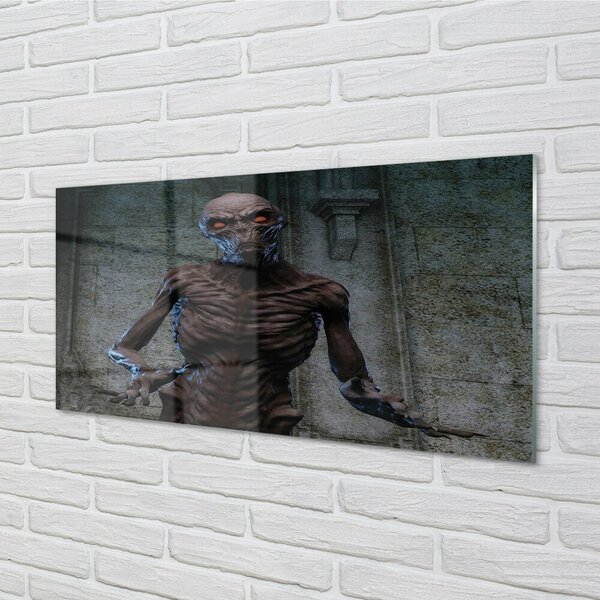 Quadro su vetro Una figura spaventosa nell'edificio 100x50 cm 2 appendini