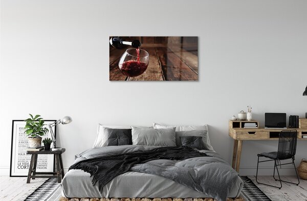 Quadro in vetro Bicchiere da vino planks 100x50 cm 2 appendini