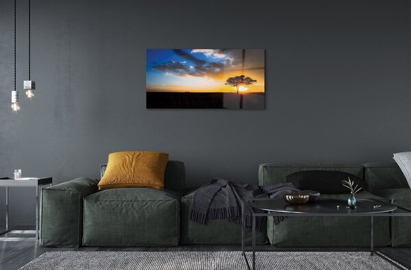 Quadro in vetro Albero delle nuvole 100x50 cm 2 appendini