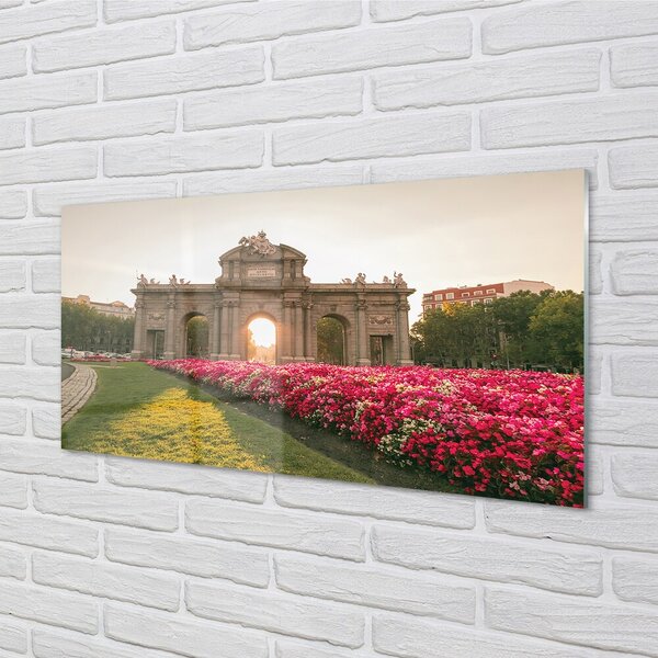 Quadro in vetro Spagna porte alcala madrid 100x50 cm 2 appendini