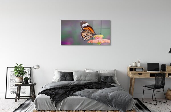 Quadro in vetro Fiore di farfalla colorato 100x50 cm 2 appendini