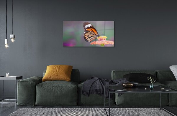 Quadro in vetro Fiore di farfalla colorato 100x50 cm 2 appendini