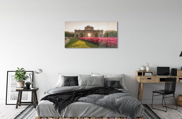 Quadro in vetro Spagna porte alcala madrid 100x50 cm 2 appendini