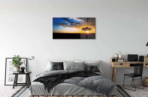 Quadro in vetro Albero delle nuvole 100x50 cm 2 appendini