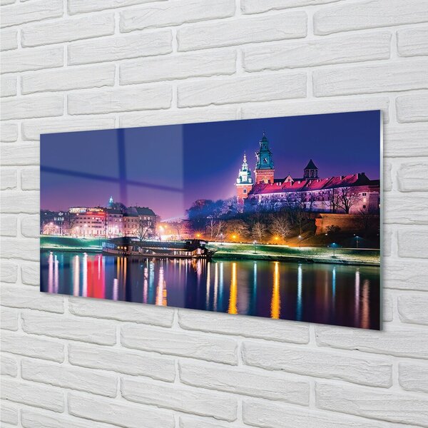 Quadro in vetro Fiume notturno di cracovia 100x50 cm 2 appendini