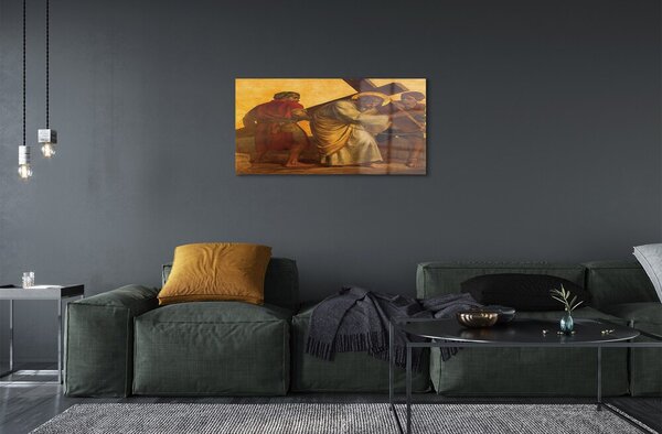 Quadro in vetro Gesù, il popolo della croce 100x50 cm 2 appendini