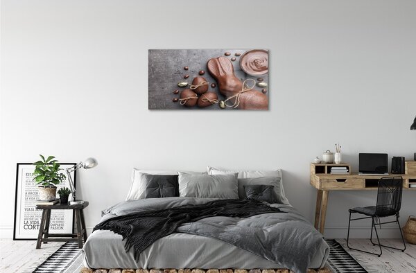 Quadro in vetro Coniglio caramellato al cioccolato 100x50 cm 2 appendini