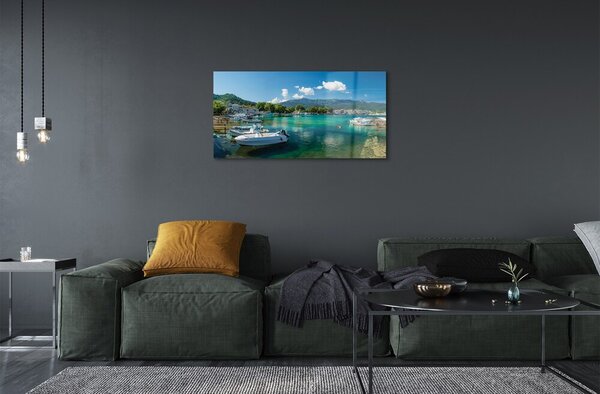 Quadro in vetro Grecia marina mare montagne 100x50 cm 2 appendini