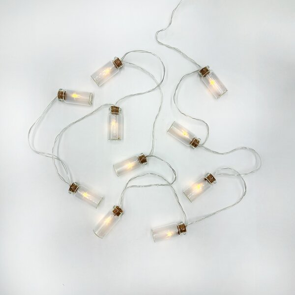 Catena decorata con 10 Ampolline luminose a Led Bianco Caldo fisso e intermittente 2 metri a batteria Wisdom