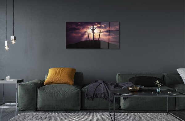 Quadro in vetro Gesù la croce 100x50 cm 2 appendini