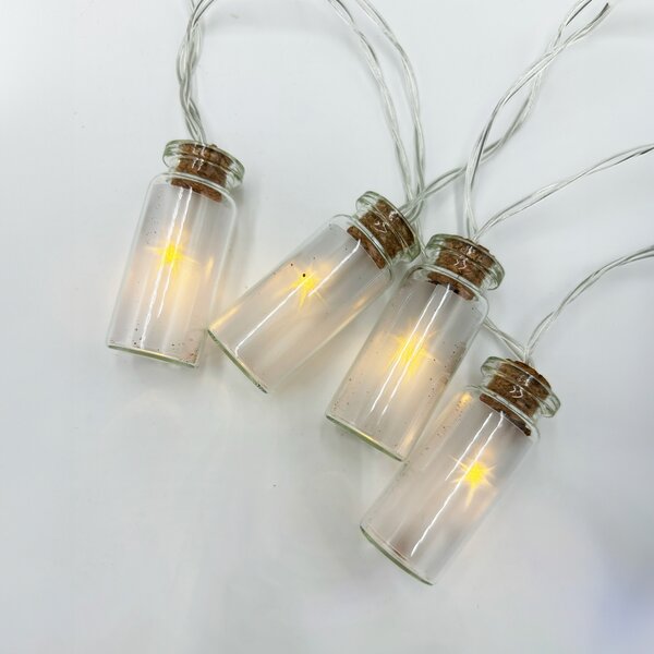 Catena decorata con 10 Ampolline luminose a Led Bianco Caldo fisso e intermittente 2 metri a batteria Wisdom