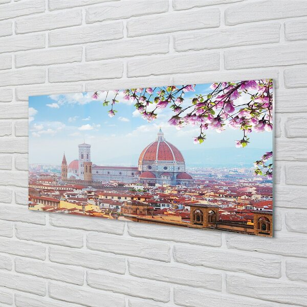 Quadro in vetro Italia cattedrale panorama notte 100x50 cm 2 appendini