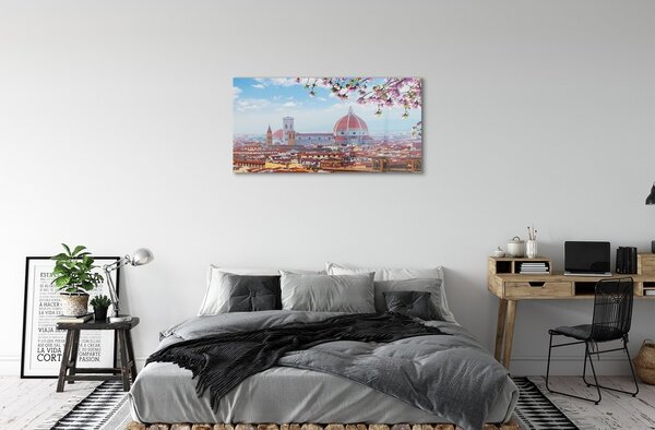 Quadro in vetro Italia cattedrale panorama notte 100x50 cm 2 appendini