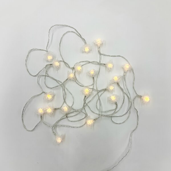 Catena decorata con 20 Rose luminose a Led Bianco Caldo fisso e intermittente 3 metri a batteria Wisdom