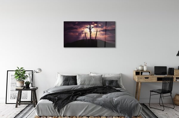 Quadro in vetro Gesù la croce 100x50 cm 2 appendini