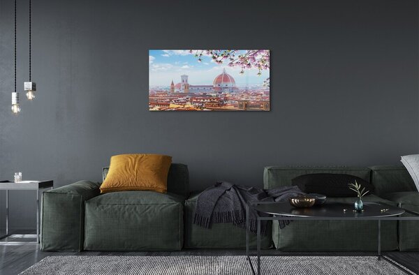Quadro in vetro Italia cattedrale panorama notte 100x50 cm 2 appendini