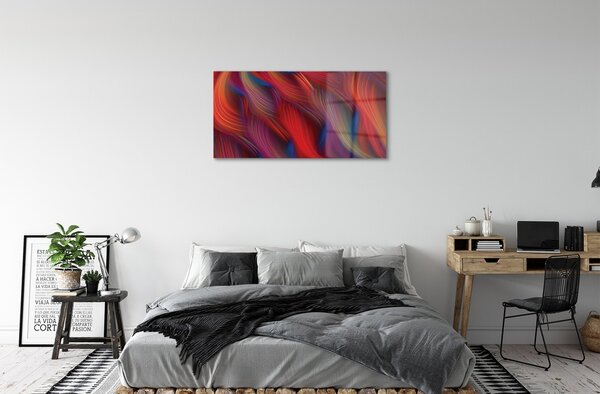 Quadro di vetro Frattali a strisce colorate 100x50 cm 2 appendini