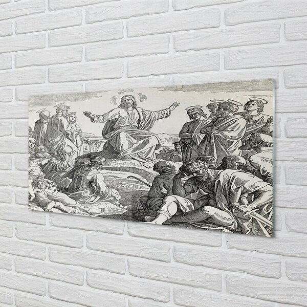Quadro di vetro Disegnare le persone di gesù 100x50 cm 2 appendini
