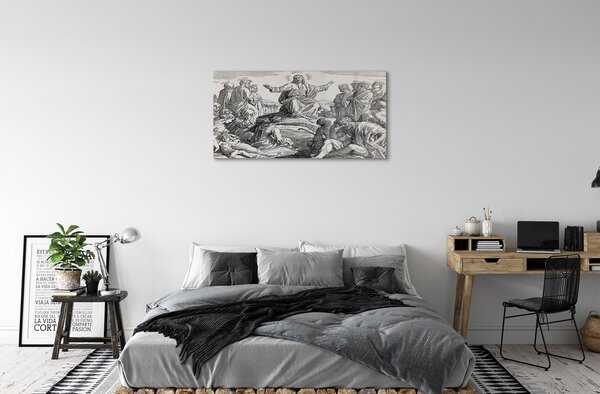 Quadro di vetro Disegnare le persone di gesù 100x50 cm 2 appendini