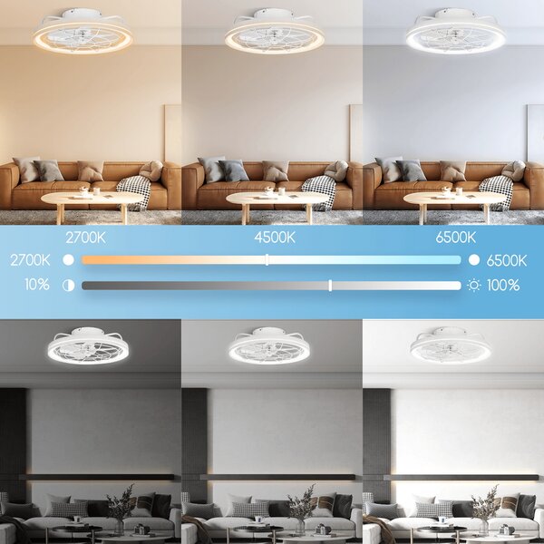 Lampadario Ventilatore da soffitto 40W illuminazione Led regolabile con telecomando Aigostar