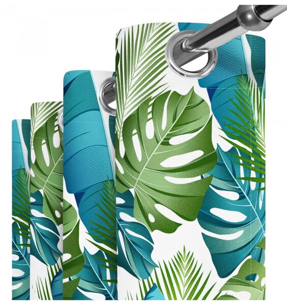 Tenda su anelli foglie di monstera