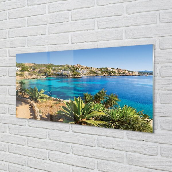 Quadro in vetro Spagna costa città mare 100x50 cm 2 appendini