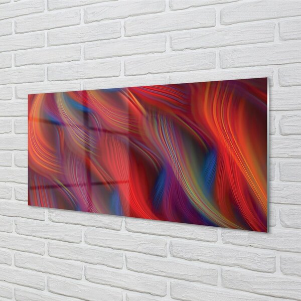 Quadro di vetro Frattali a strisce colorate 100x50 cm 2 appendini