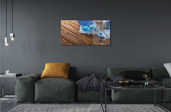 Quadro su vetro Tavola di base con vernice all'uovo 100x50 cm 2 appendini