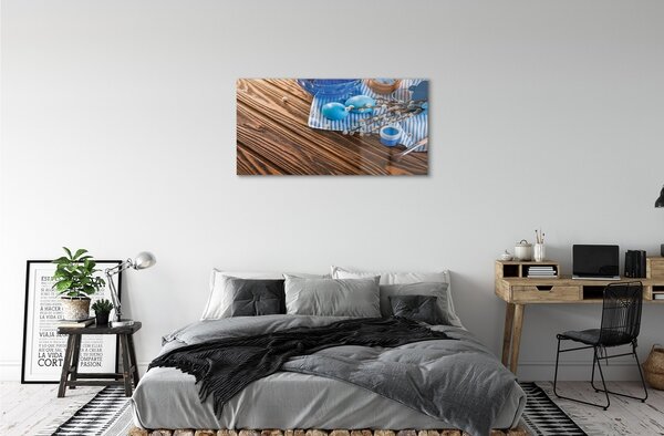 Quadro su vetro Tavola di base con vernice all'uovo 100x50 cm 2 appendini