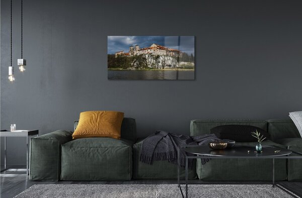 Quadro su vetro Castello fluviale di cracovia 100x50 cm 2 appendini