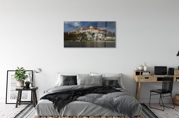 Quadro su vetro Castello fluviale di cracovia 100x50 cm 2 appendini