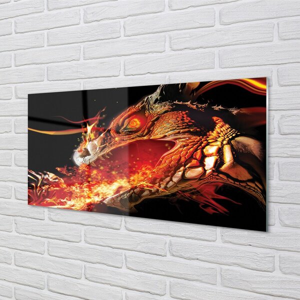 Quadro vetro Drago sputafuoco 100x50 cm 2 appendini