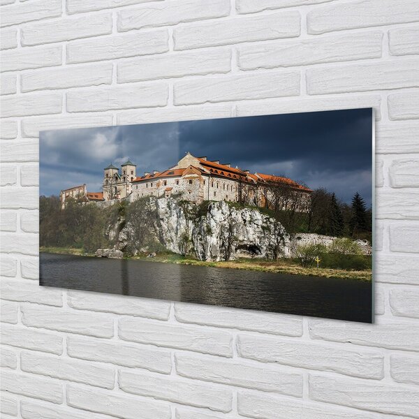 Quadro su vetro Castello fluviale di cracovia 100x50 cm 2 appendini