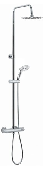 Colonna doccia tonda in acciaio regolabile con miscelatore termostatico doccetta 3 getti e soffione ultraslim 25 cm