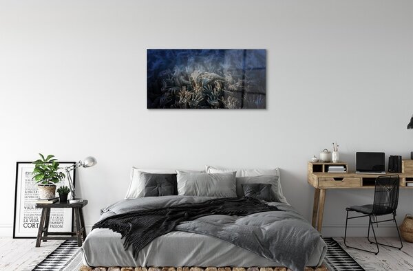Quadro in vetro Mani a luce blu 100x50 cm 2 appendini