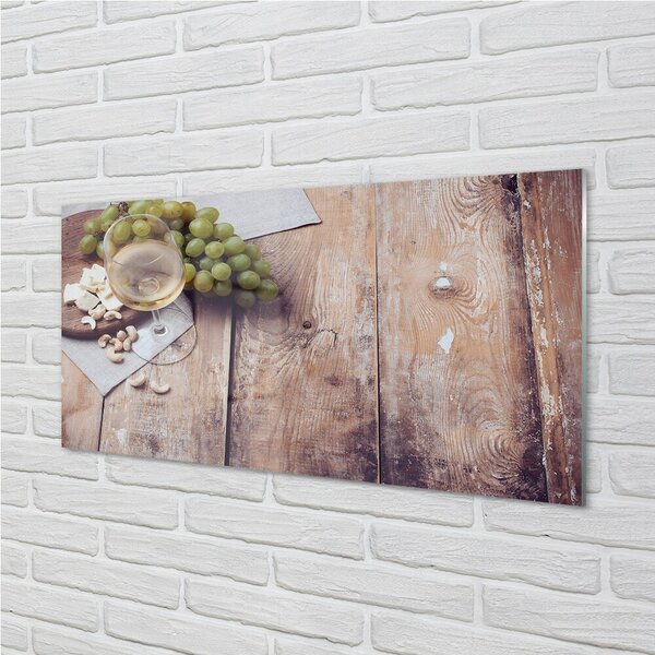 Quadro in vetro Bicchiere di nocciole d'uva 100x50 cm 2 appendini