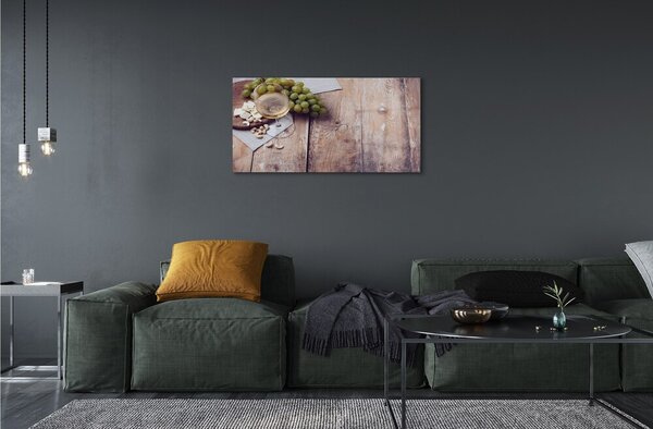 Quadro in vetro Bicchiere di nocciole d'uva 100x50 cm 2 appendini