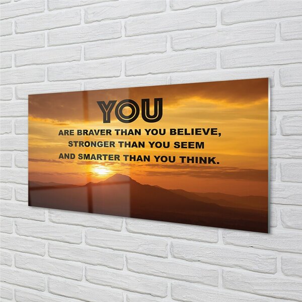 Quadro vetro Iscrizione del sole 100x50 cm 2 appendini