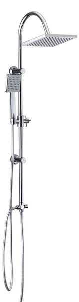 Colonna doccia in acciaio regolabile con deviatore doccetta e soffione quadrato 20X20 cm