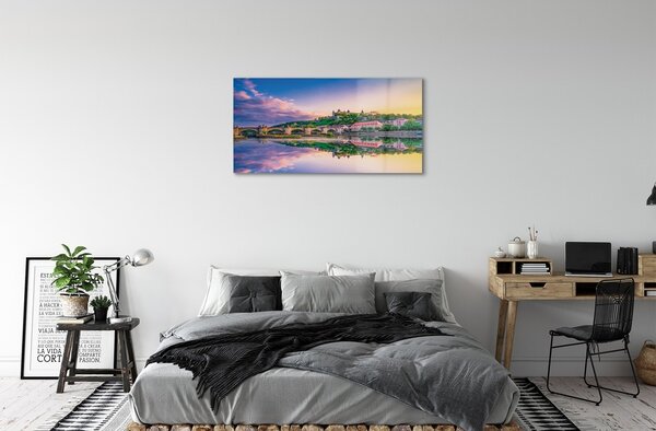 Quadro su vetro Germania tramonto sul fiume 100x50 cm 2 appendini