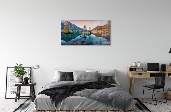 Quadro vetro Germania montagne alpi autunno lago 100x50 cm 2 appendini