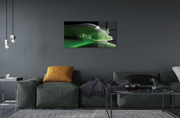 Quadro in vetro Testa umana luce verde 100x50 cm 2 appendini