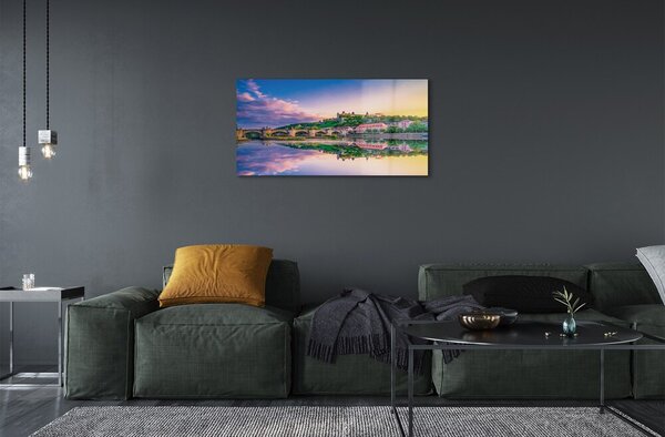 Quadro su vetro Germania tramonto sul fiume 100x50 cm 2 appendini