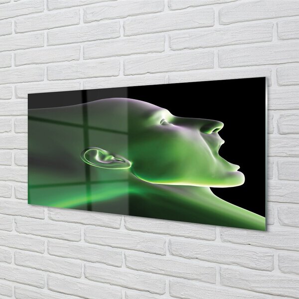 Quadro in vetro Testa umana luce verde 100x50 cm 2 appendini