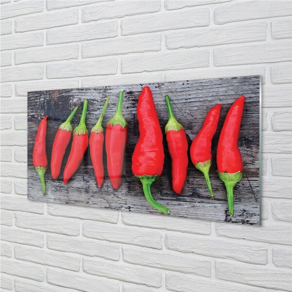 Quadro di vetro Peperoni rossi 100x50 cm 2 appendini