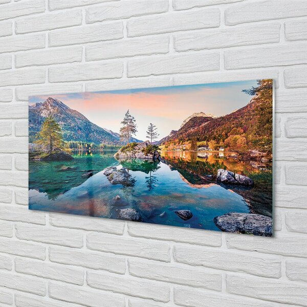 Quadro vetro Germania montagne alpi autunno lago 100x50 cm 2 appendini