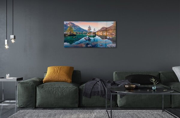 Quadro vetro Germania montagne alpi autunno lago 100x50 cm 2 appendini